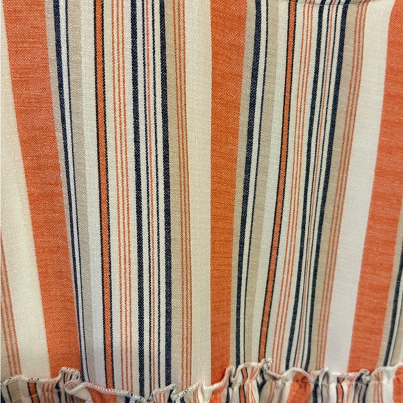 ODDY Orange and White Striped Women's Blouse Bell Sleeves Large Flowy Beautiful - Picture 2 of 7